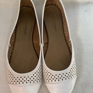 Christian Siriano White Cutout Flats With Original Box